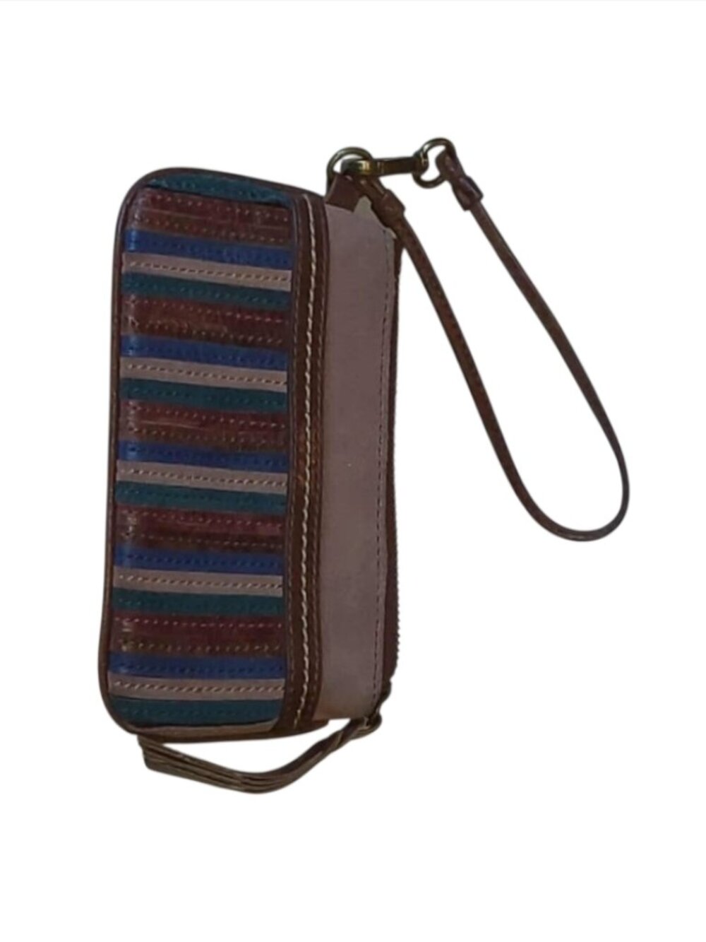 The Sak Wristlet Leather Bag Patchwork Striped Boho Wallet Retro